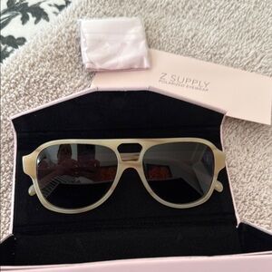 Z Supply Cream Aviator Sunglasses polarized. Never worn!